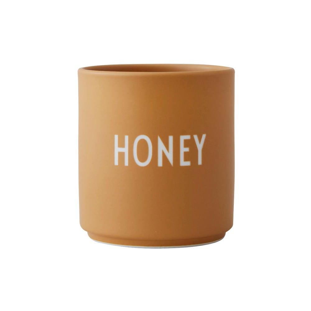 Horčicovožltý porcelánový hrnček Design Letters Favourite Honey