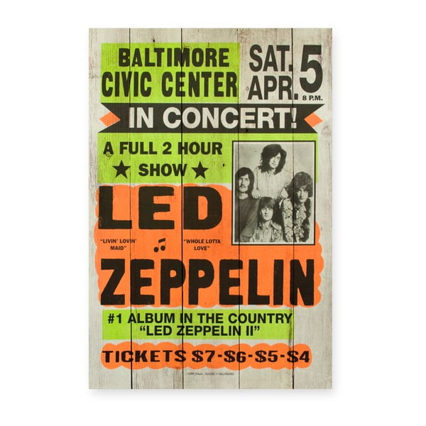 Drevená ceduľa Really Nice Things Led Zeppeling, 60 × 40 cm