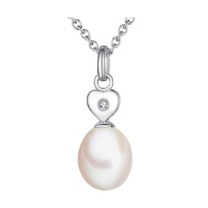 Strieborný náhrdelník s pravým diamantom a perlou Tess Diamonds Miranda, dĺžka 50 cm