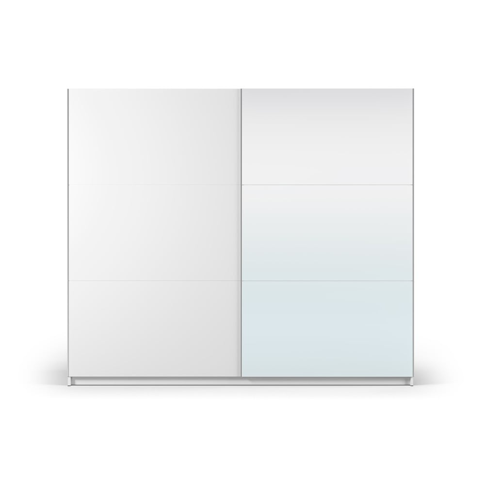 E-shop Biela šatníková skriňa so zrkadlom a s posuvnými dverami 250x215 cm Lisburn - Cosmopolitan Design