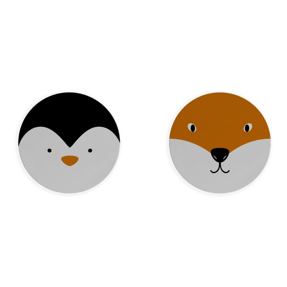 E-shop Súprava 2 prestieraní Little Nice Things Fox & Penguin, ⌀ 32 cm