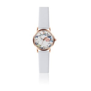 Dámske hodinky s bielym remienkom z pravej kože Emily Westwood Magic