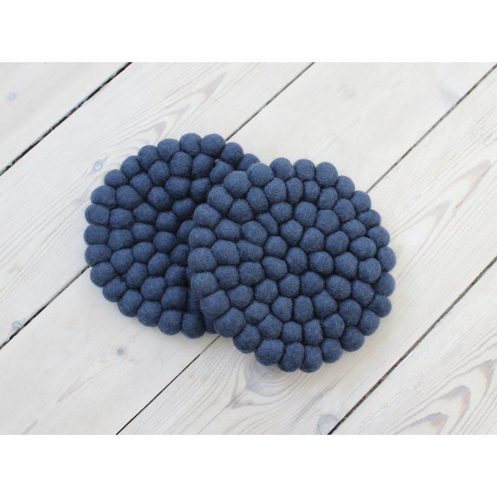 Obrázok Tmavomodrá guľôčková podložka pod nápoj z vlny Wooldot Ball Coaster, ⌀ 20 cm