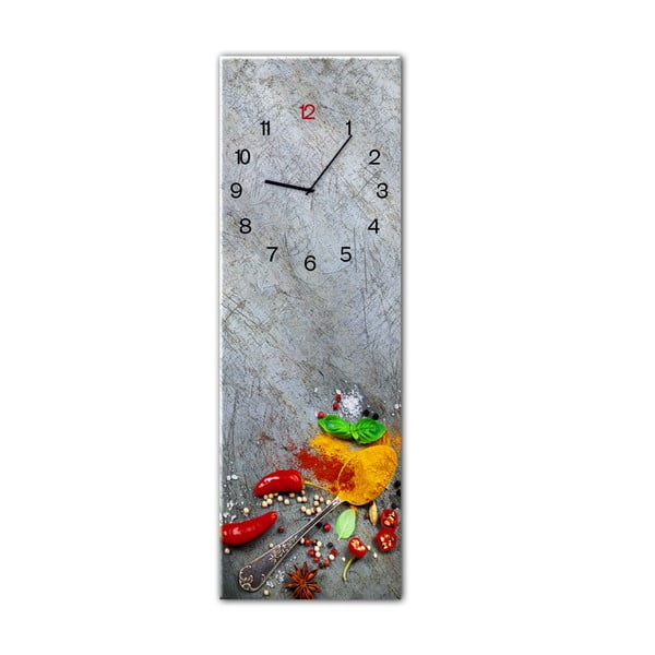 Nástenné hodiny Styler Glassclock Silver Spoon, 20 × 60 cm