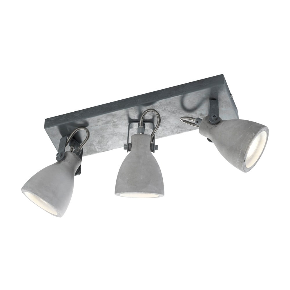 E-shop Sivé nástenné svietidlo na 3 žiarovky Trio Concrete, dĺžka 35 cm