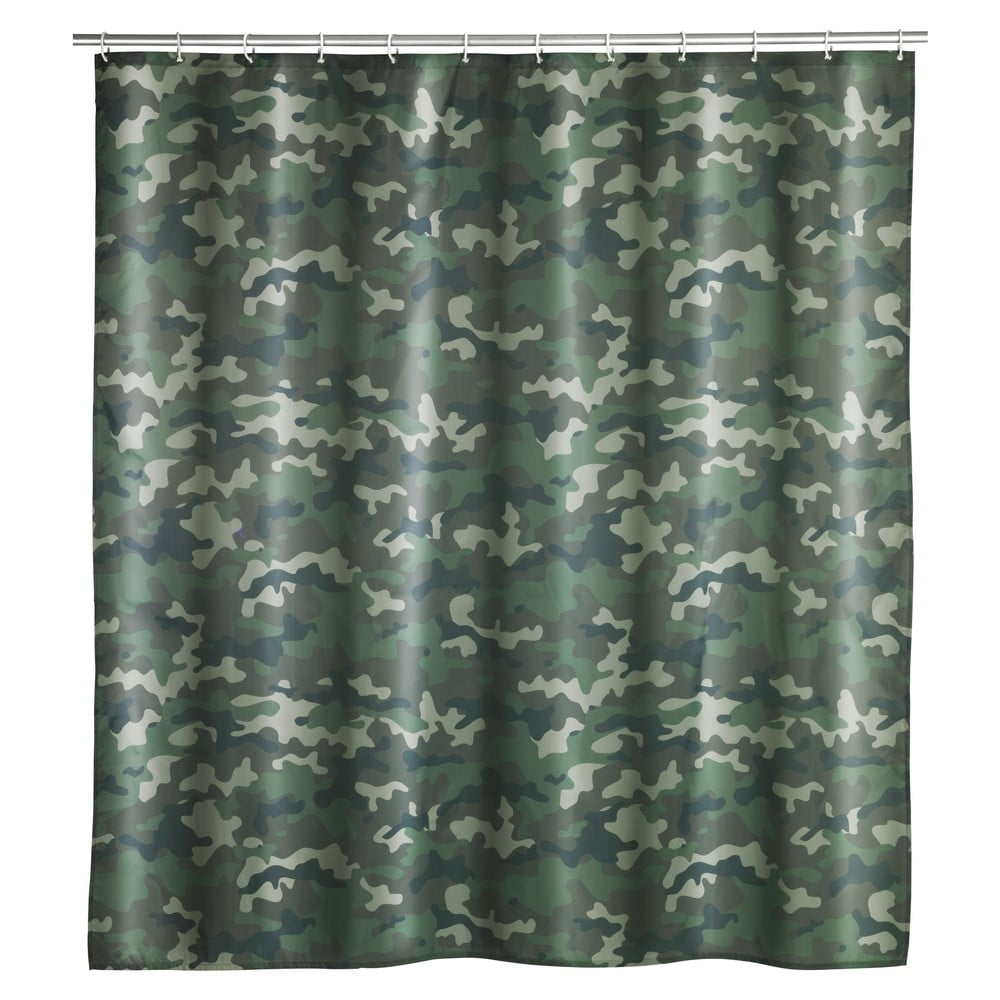 Prateľný sprchový záves Wenko Camouflage, 180 x 200 cm