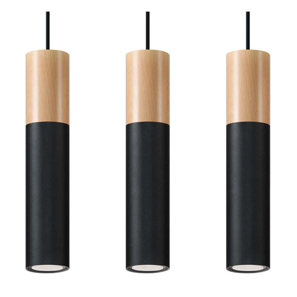 E-shop Čierne závesné svietidlo Nice Lamps Paul, dĺžka 40 cm
