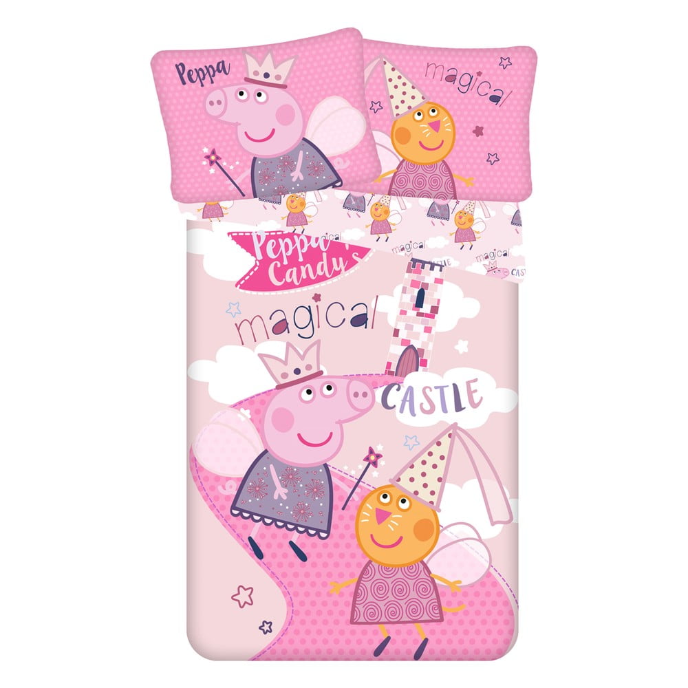 E-shop Ružové detské bavlnené obliečky Jerry Fabrics Peppa Pig, 140 x 200 cm
