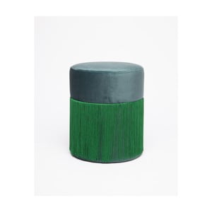 Zelený puf so zamatovým poťahom Velvet Atelier, Ø 36 cm