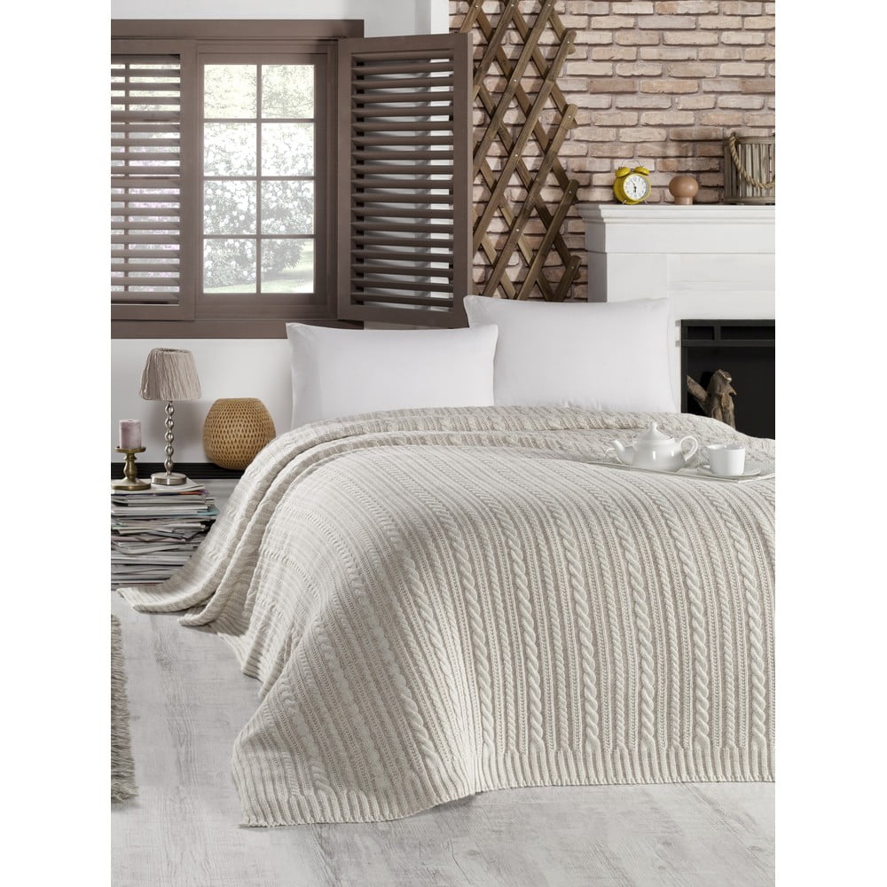 E-shop Svetlosivý pléd cez posteľ s prímesou bavlny Homemania Decor Camila, 220 x 240 cm