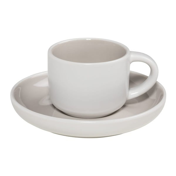 Sivo-biely porcelánový hrnček na espresso s tanierikom Maxwell & Williams Tint, 100 ml