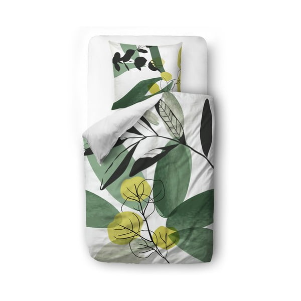 Zeleno-biela bavlnená saténová posteľná bielizeň Butter Kings Shades Of Green 1, 140 x 200 cm