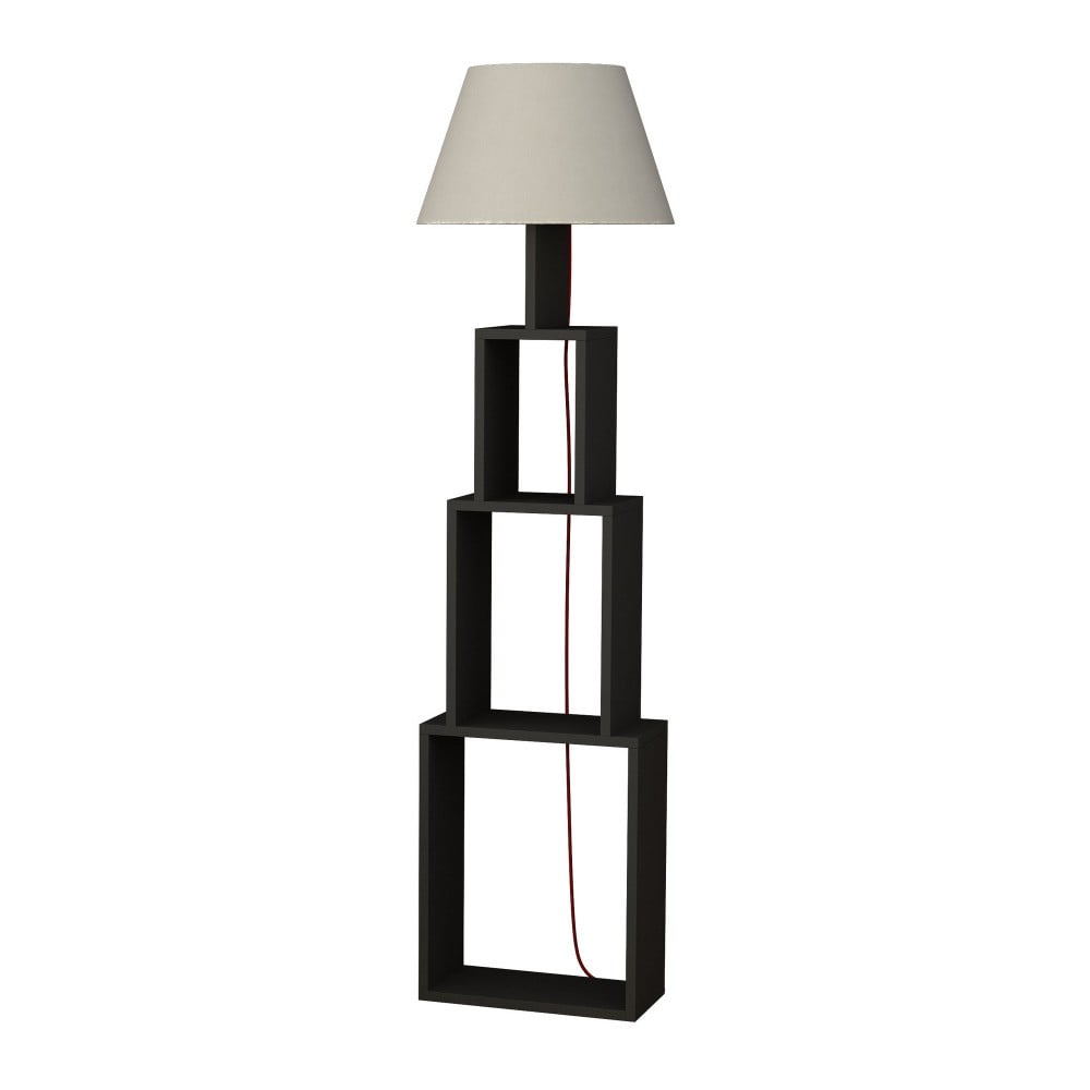 E-shop Antracitová voľne stojacia lampa so svetlosivým tienidlom Homitis Tower
