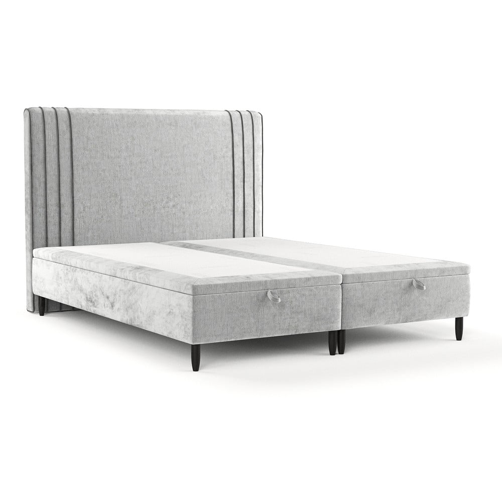 Sivá čalúnená dvojlôžková posteľ s úložným priestorom 140x200 cm Musca – Maison de Rêve