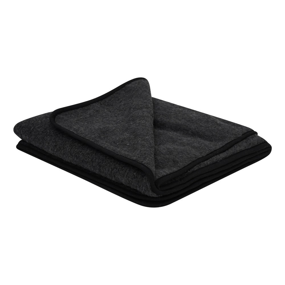 E-shop Čierna deka z merino vlny Native Natural, 220 × 200 cm