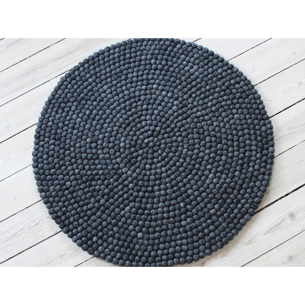 Obrázok Antracitovosivý guľôčkový vlnený koberec Wooldot Ball rugs, ⌀ 120 cm