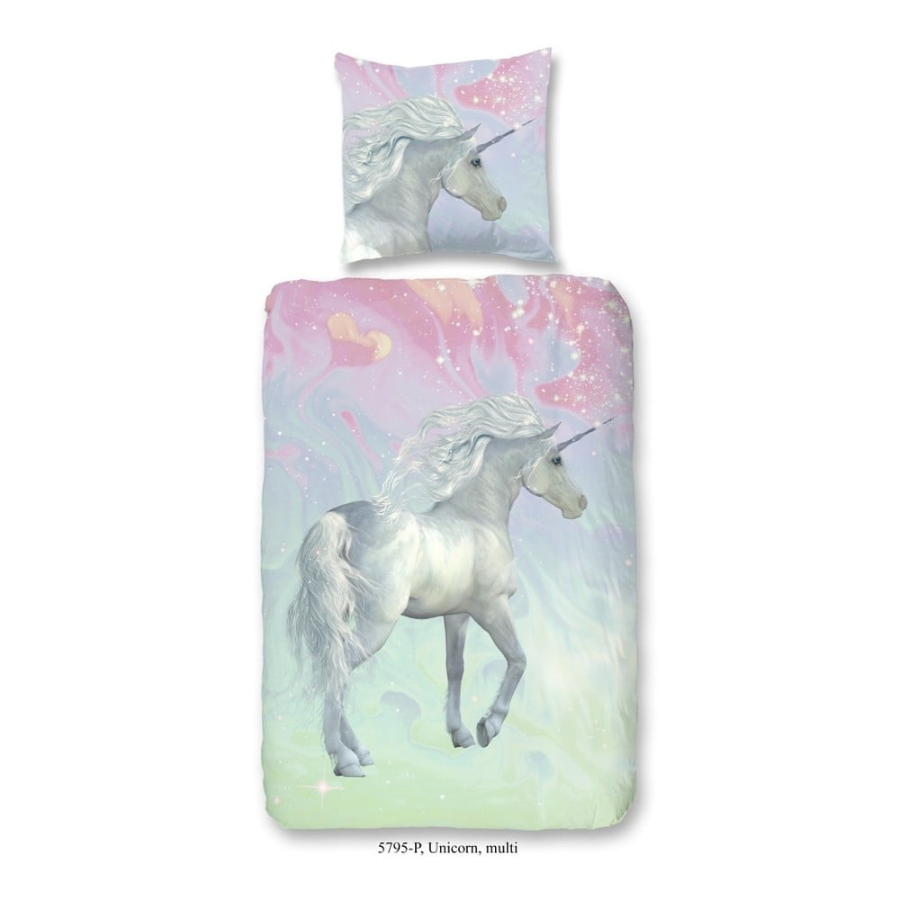 E-shop Detské bavlnené obliečky Good Morning Green Unicorn, 140 × 200 cm
