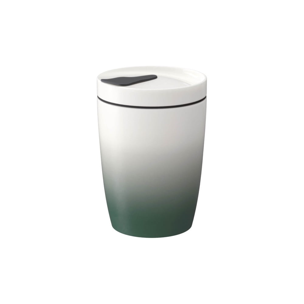 E-shop Zeleno-biely porcelánový termohrnček Villeroy & Boch Like To Go & To Stay, 290 ml