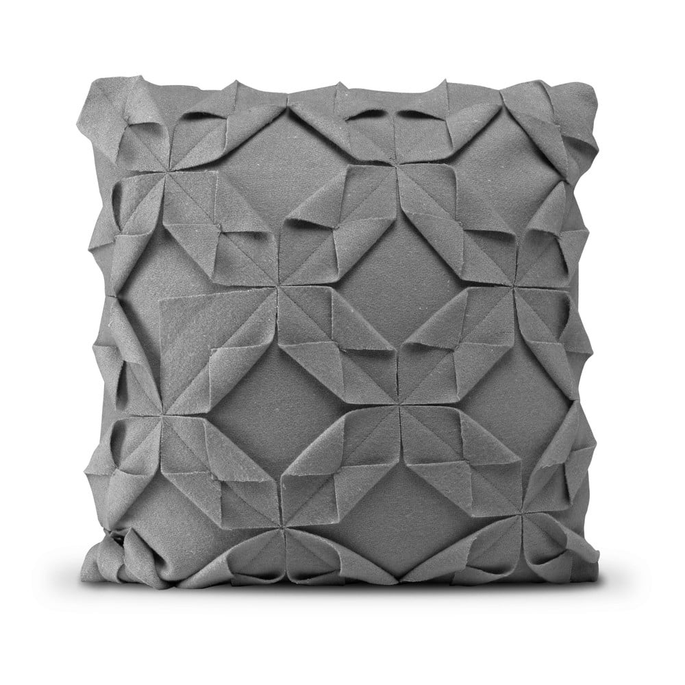 Sivá vlnená obliečka na vankúš HF Living Felt Origami, 50 × 50 cm