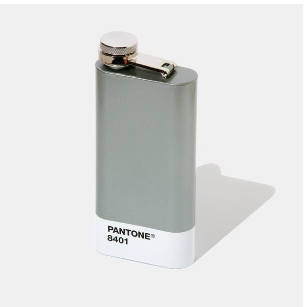 Ploská fľaša v striebornej farbe Pantone, 150 ml