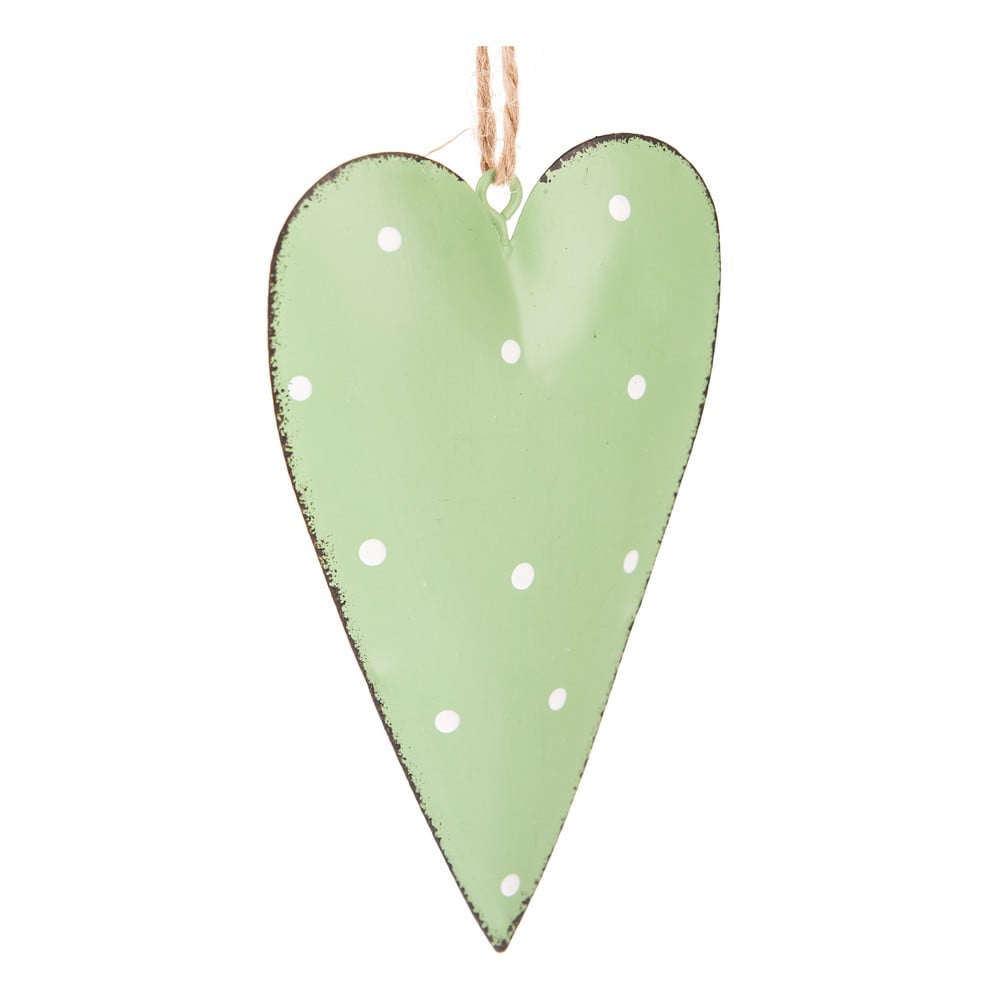 E-shop Súprava 3 zelených kovových závesných dekorácií Dakls Dotty Heart