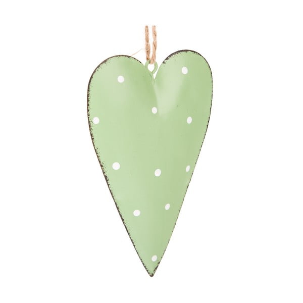 Súprava 3 zelených kovových závesných dekorácií Dakls Dotty Heart
