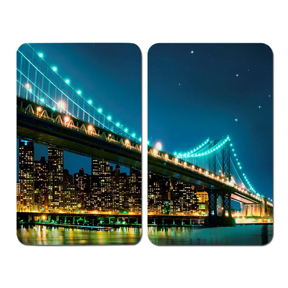 E-shop Sada 2 sklenených krytov na sporák Wenko Brooklyn Bridge, 52 × 30 cm