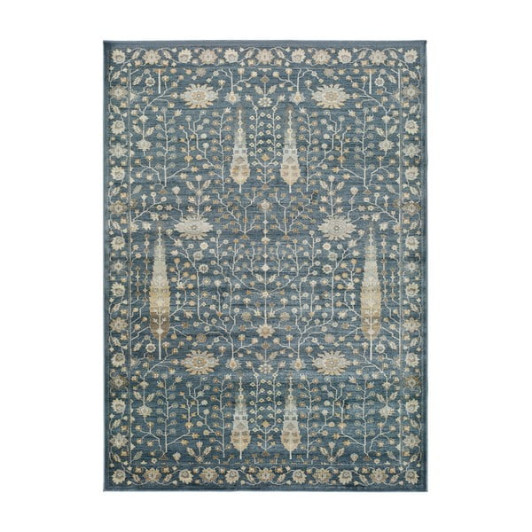 Modrý koberec z viskózy Universal Vintage Flowers, 120 x 170 cm