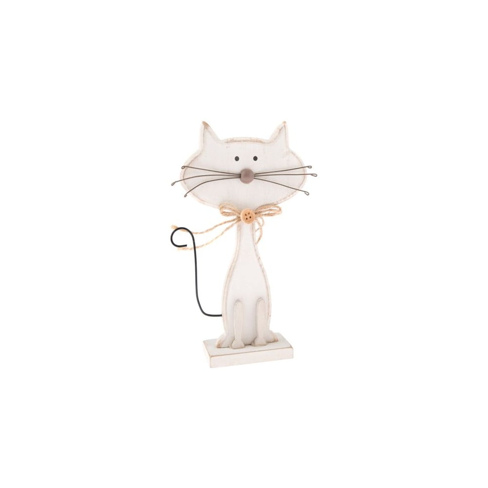 E-shop Biela drevená dekorácia v tvare mačky Dakls Cats, výška 18 cm
