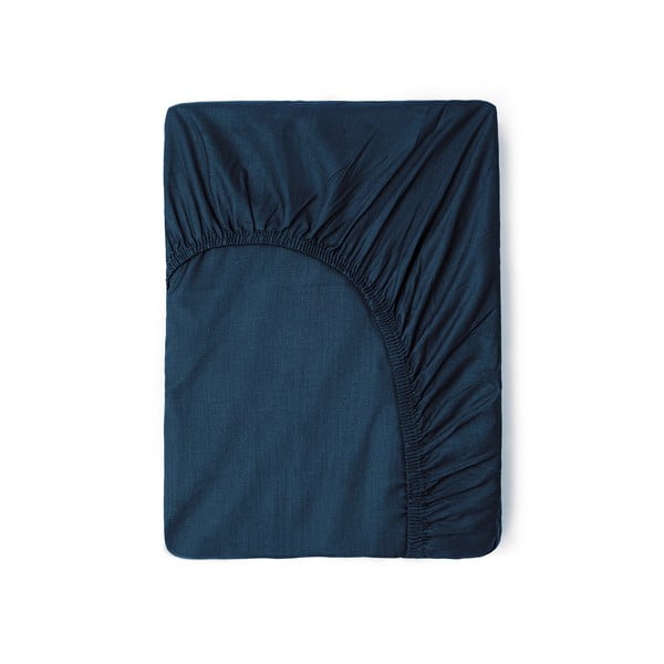 Tmavomodrá bavlnená elastická plachta Good Morning, 160 x 200 cm