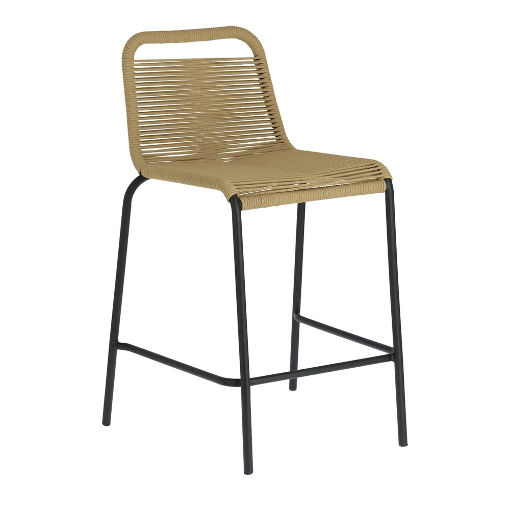 E-shop Béžová barová stolička s oceľovou konštrukciou Kave Home Glenville, výška 62 cm