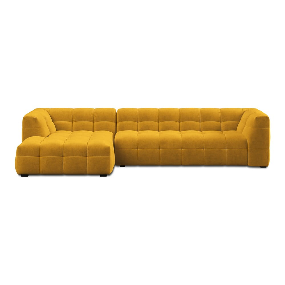 E-shop Žltá zamatová rohová pohovka Windsor & Co Sofas Vesta, levý roh