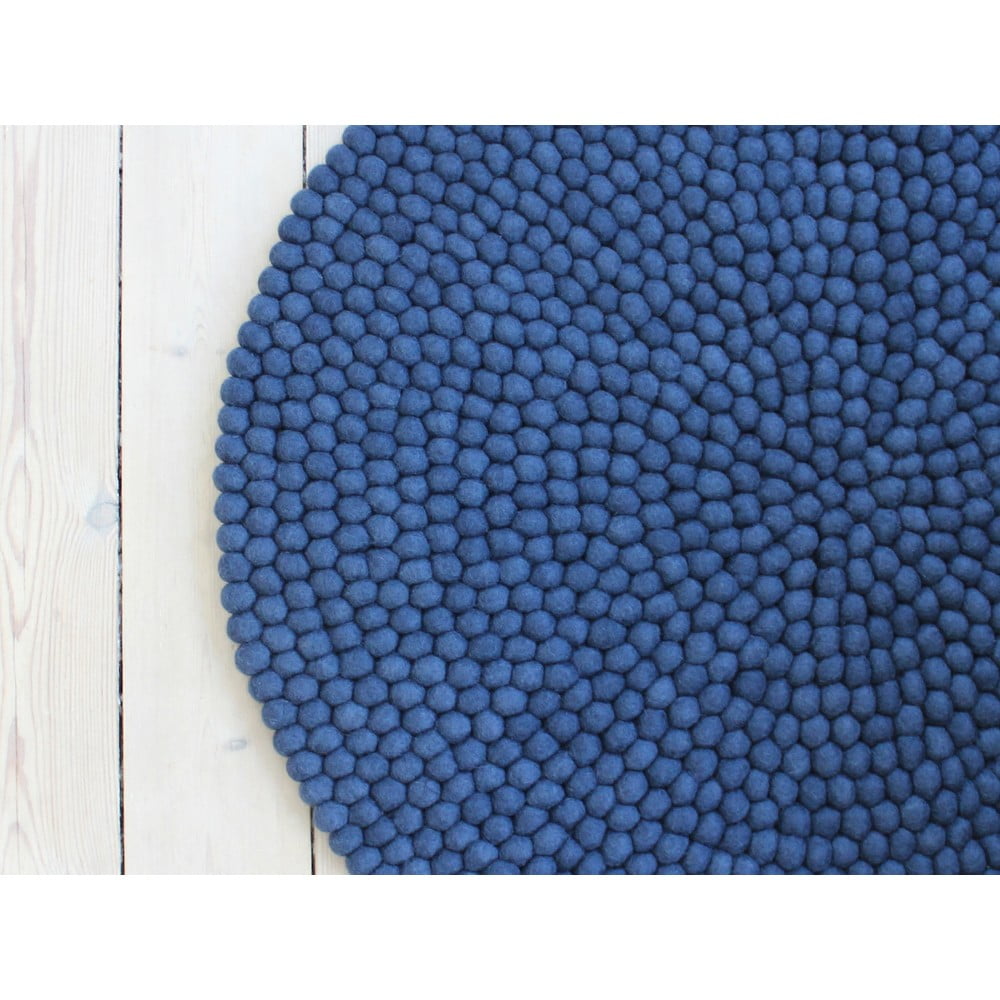 Obrázok Modrý guľôčkový vlnený koberec Wooldot Ball rugs, ⌀ 90 cm