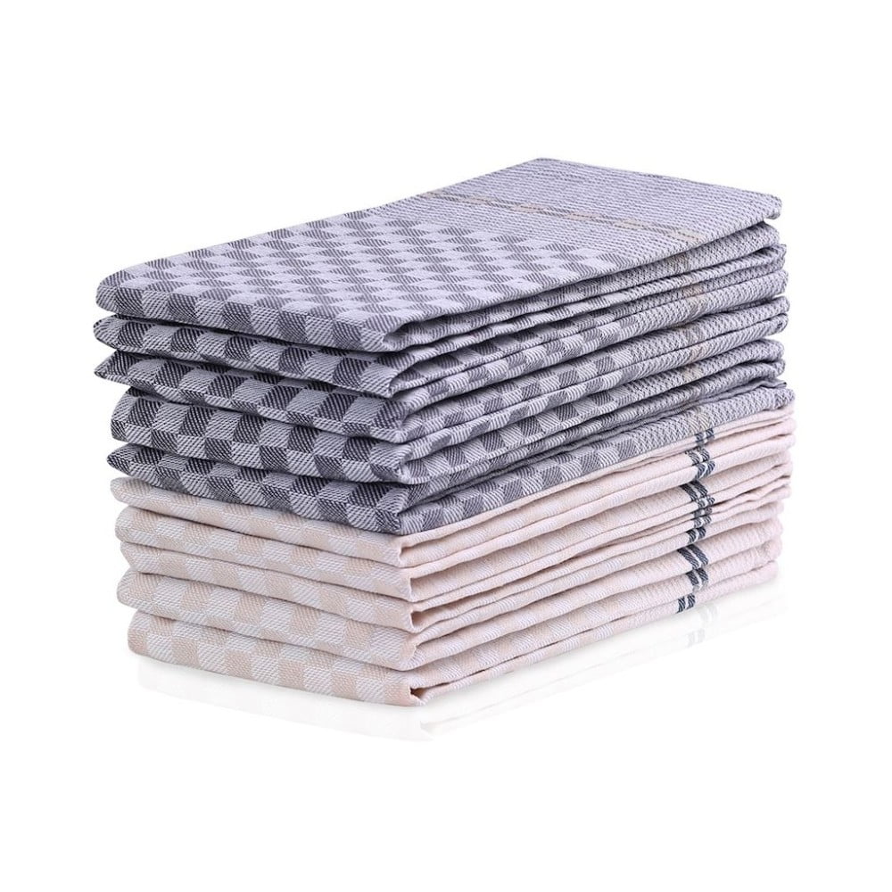 E-shop Súprava 10 tmavo sivo-krémových bavlnených utierok DecoKing Louie, 50 x 70 cm