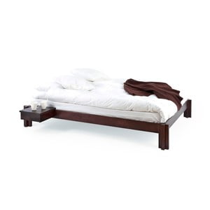 Tmavohnedá ručne vyrábaná posteľ z masívneho brezového dreva Kiteen Mori, 180 x 200 cm