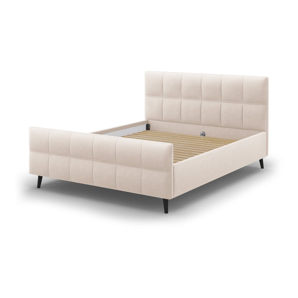 E-shop Béžová čalúnená dvojlôžková posteľ s roštom 180x200 cm Gigi - Micadoni Home