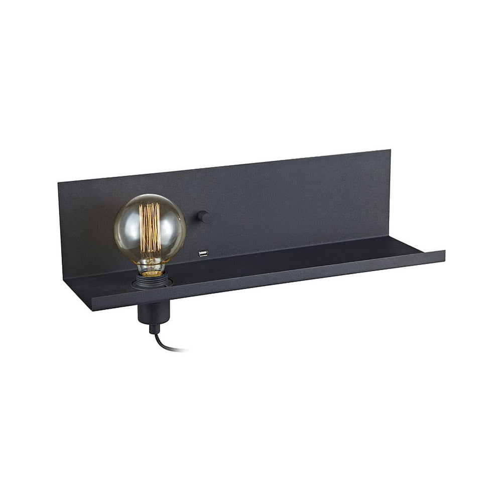 E-shop Čierne nástenné svietidlo s USB nabíjacou stanicou Markslöjd Multi