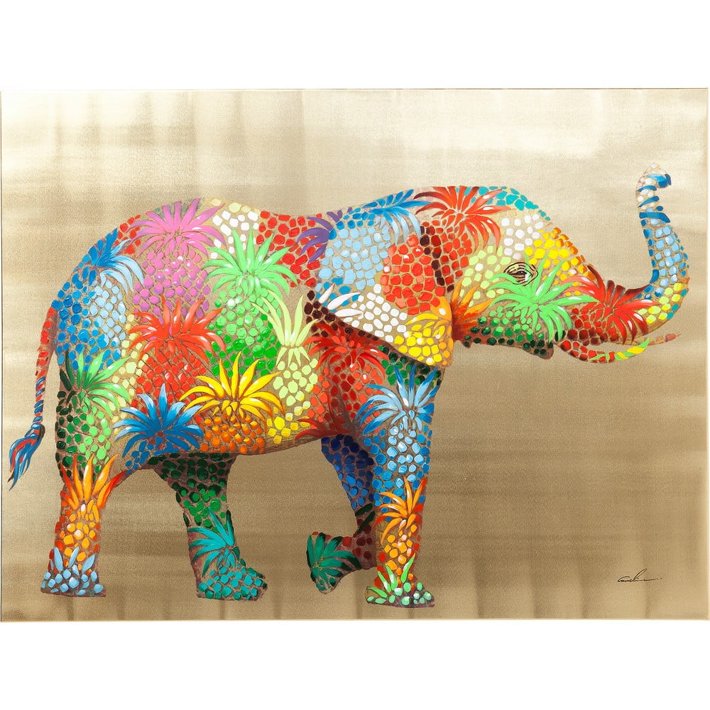 Obrázok Obraz slona Kare Design Touched Flower Elefant, 120 × 90 cm