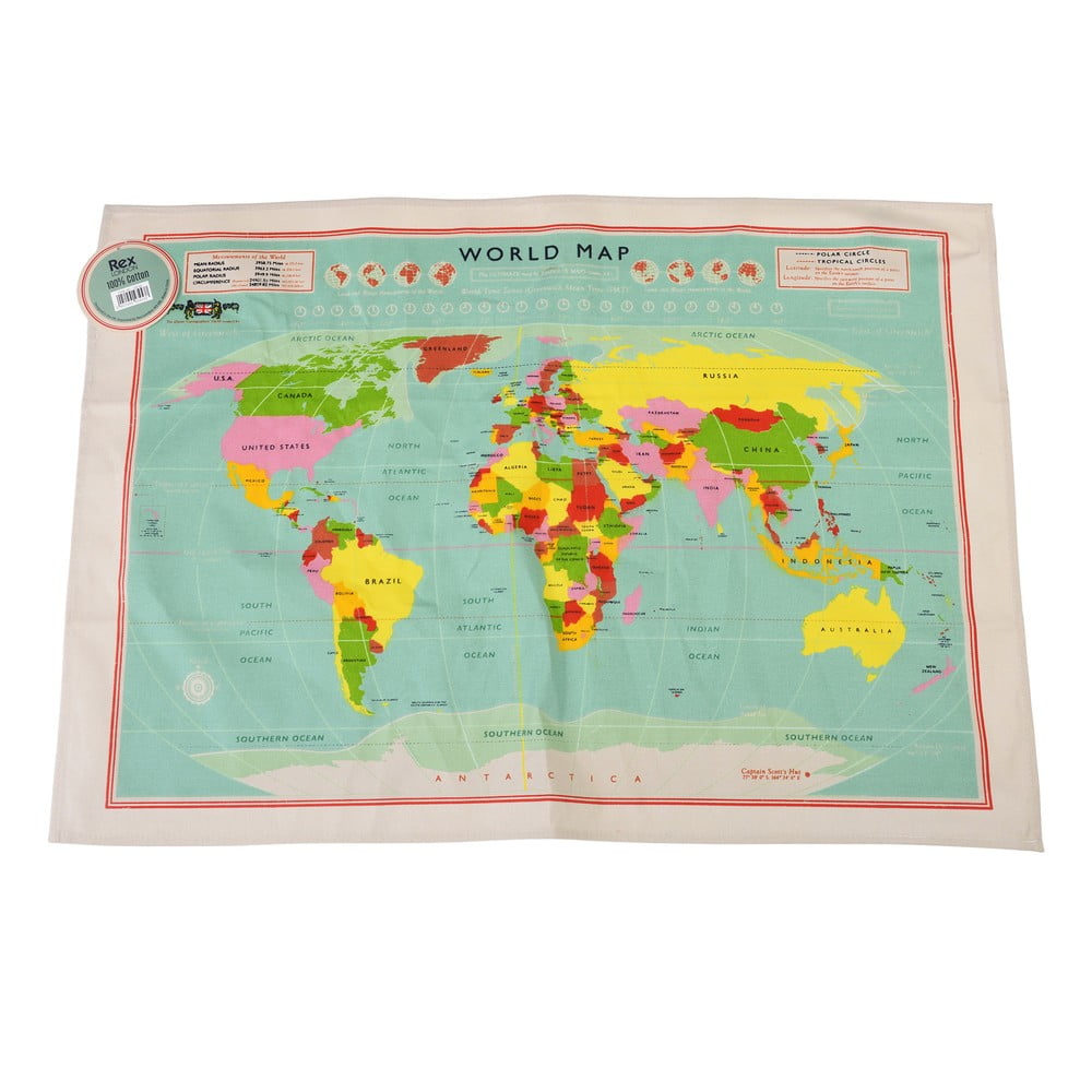 E-shop Bavlnená utierka Rex London World Map, 50 x 70 cm