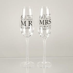 Sada 2 pohárov na šampanské k 60. výročiu Amore Mrs. Always Right, 180 ml