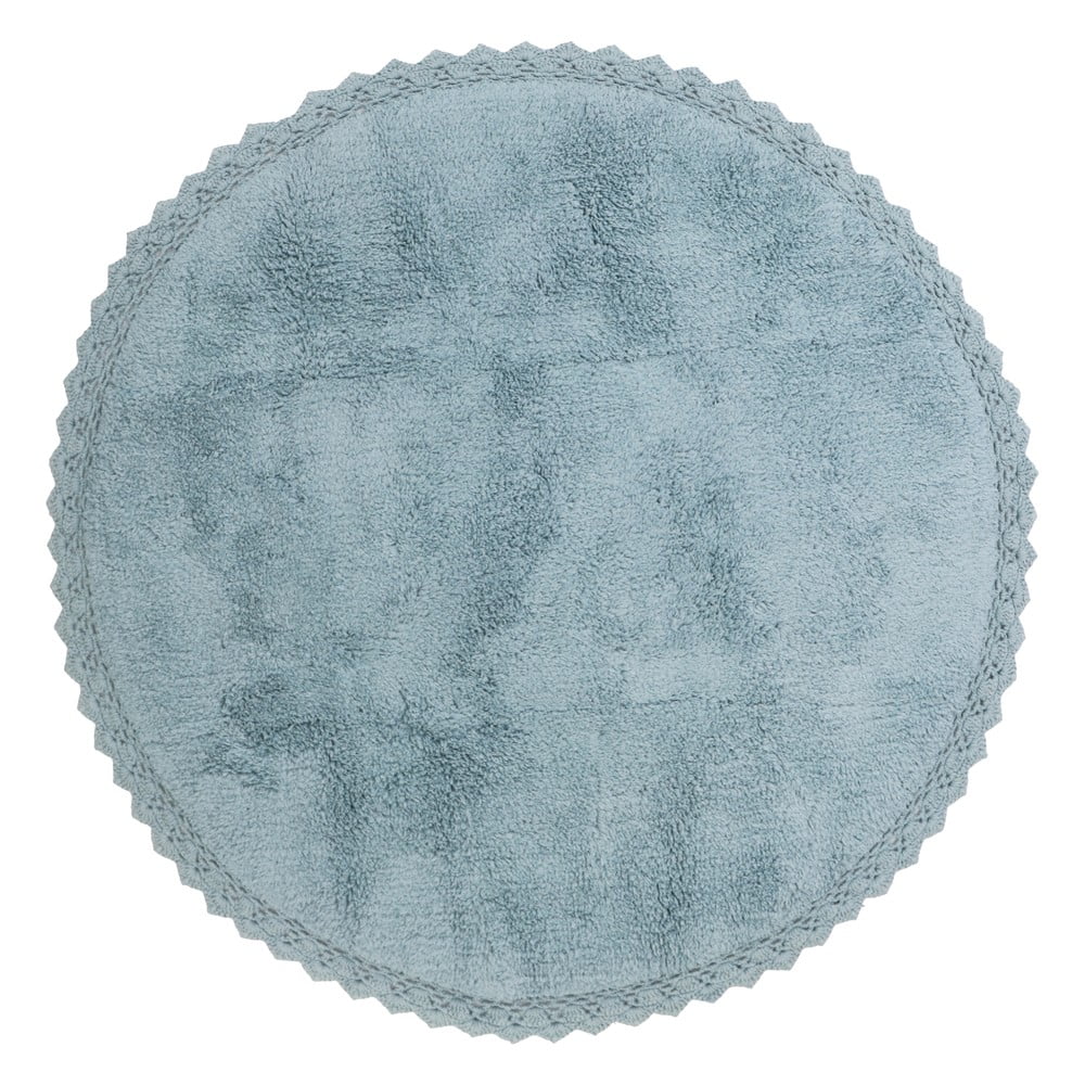 Modrý ručne vyrobený bavlnený koberec Nattiot Perla, ø 110 cm
