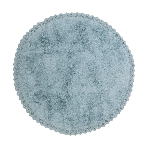 Modrý ručne vyrobený bavlnený koberec Nattiot Perla, ø 110 cm