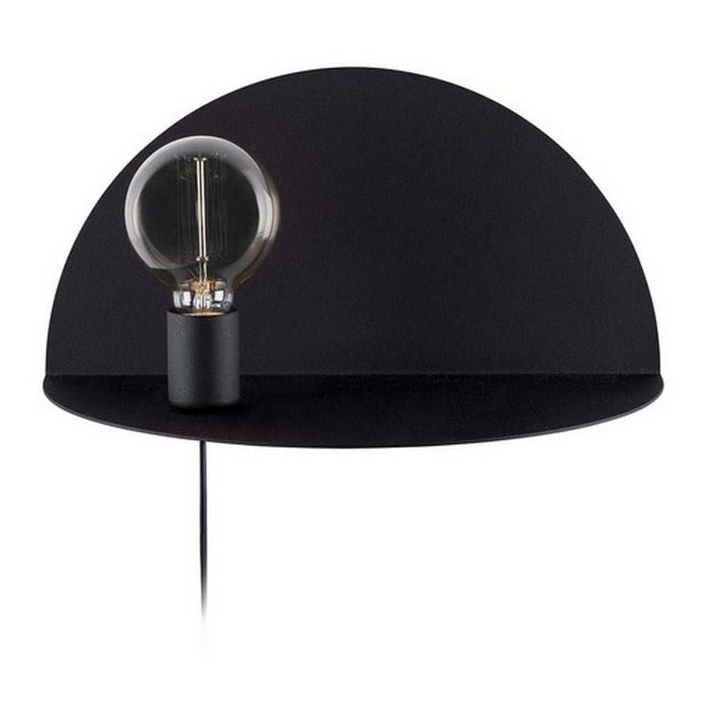 E-shop Čierne nástenné svietidlo s poličkou Homemania Decor Shelfie, dĺžka 20 cm