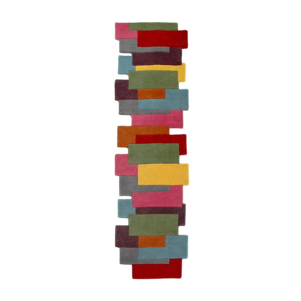 Farebný vlnený behúň Flair Rugs Abstract Collage, 60 x 230 cm