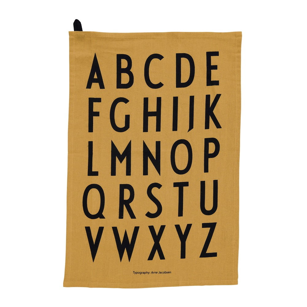 Žltá bavlnená utierka Design Letters Alphabet, 40 x 60 cm