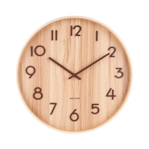 Svtlohnedé nástenné hodiny z lipového dreva Karlsson Pure Large, ø 60 cm