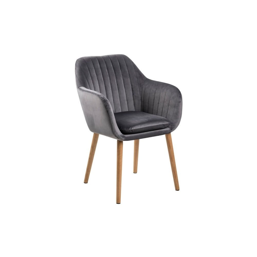 E-shop Tmavosivá jedálenská stolička s drevenou podnožou Bonami Essentials Emilia
