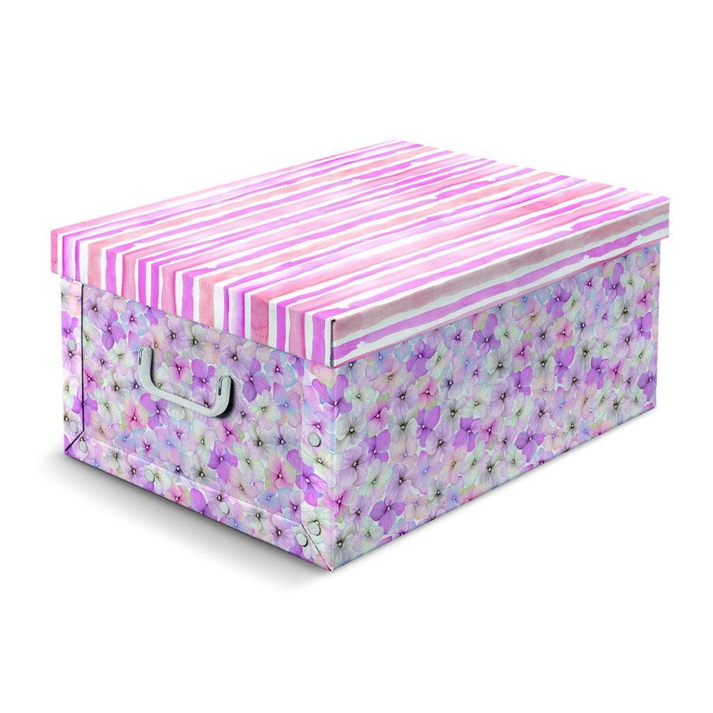 Ružovo-fialová úložná škatuľa Cosatto Hydrangea, 50 × 40 cm