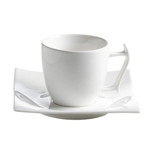 Biely porcelánový hrnček s tanierikom Maxwell & Williams Motion, 200 ml