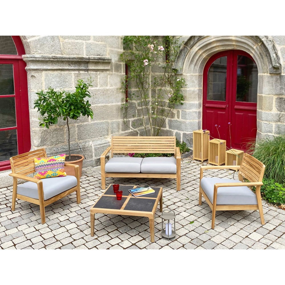 E-shop Sivý záhradný lounge set z teakového dreva pre 4 Aquariva - Ezeis